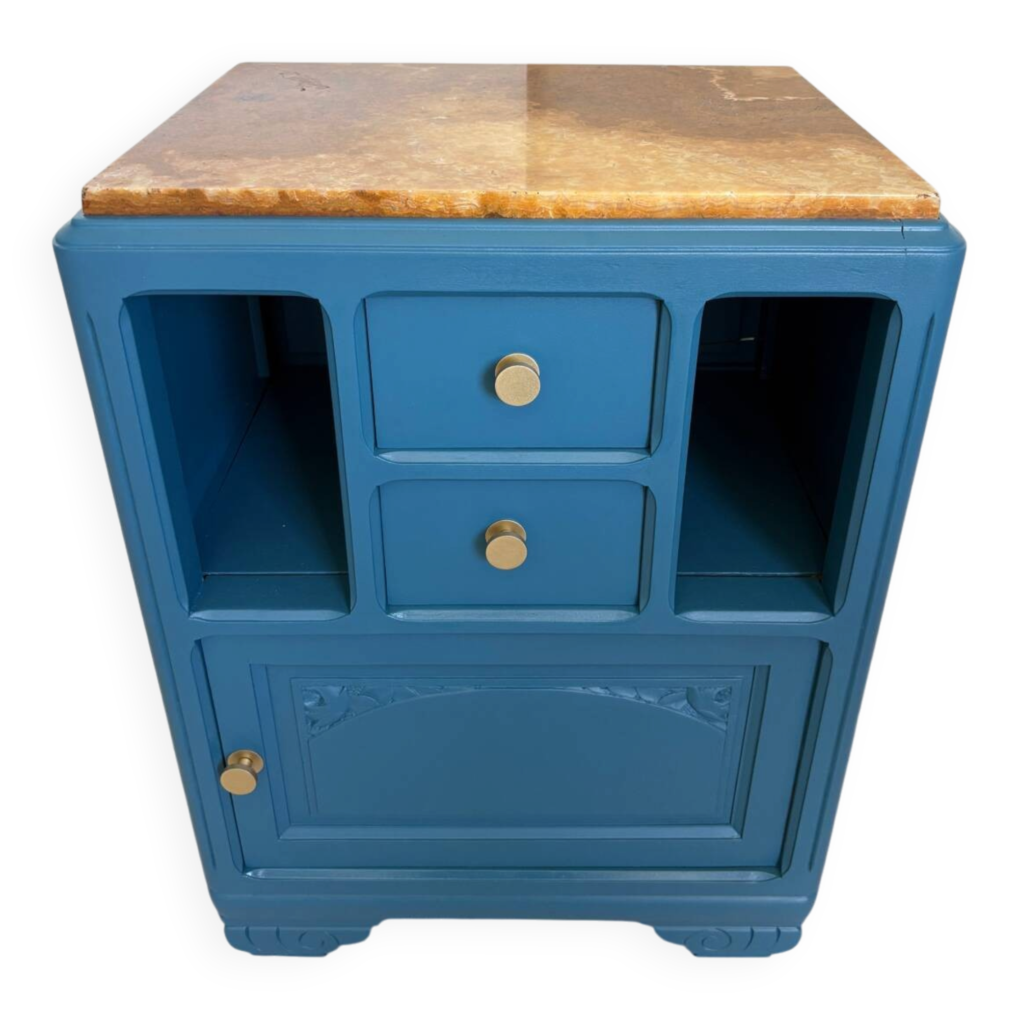 Art Deco bedside table reimagined – Teal & Onyx Marble