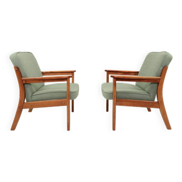 Vintage pair armchair mint green upholstery fully refurbished