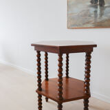 Antique octagonal bobbin side table, Belgium, 1940s