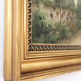 Large Vintage Countryside Cottage Original Oil Painting,circa 1940