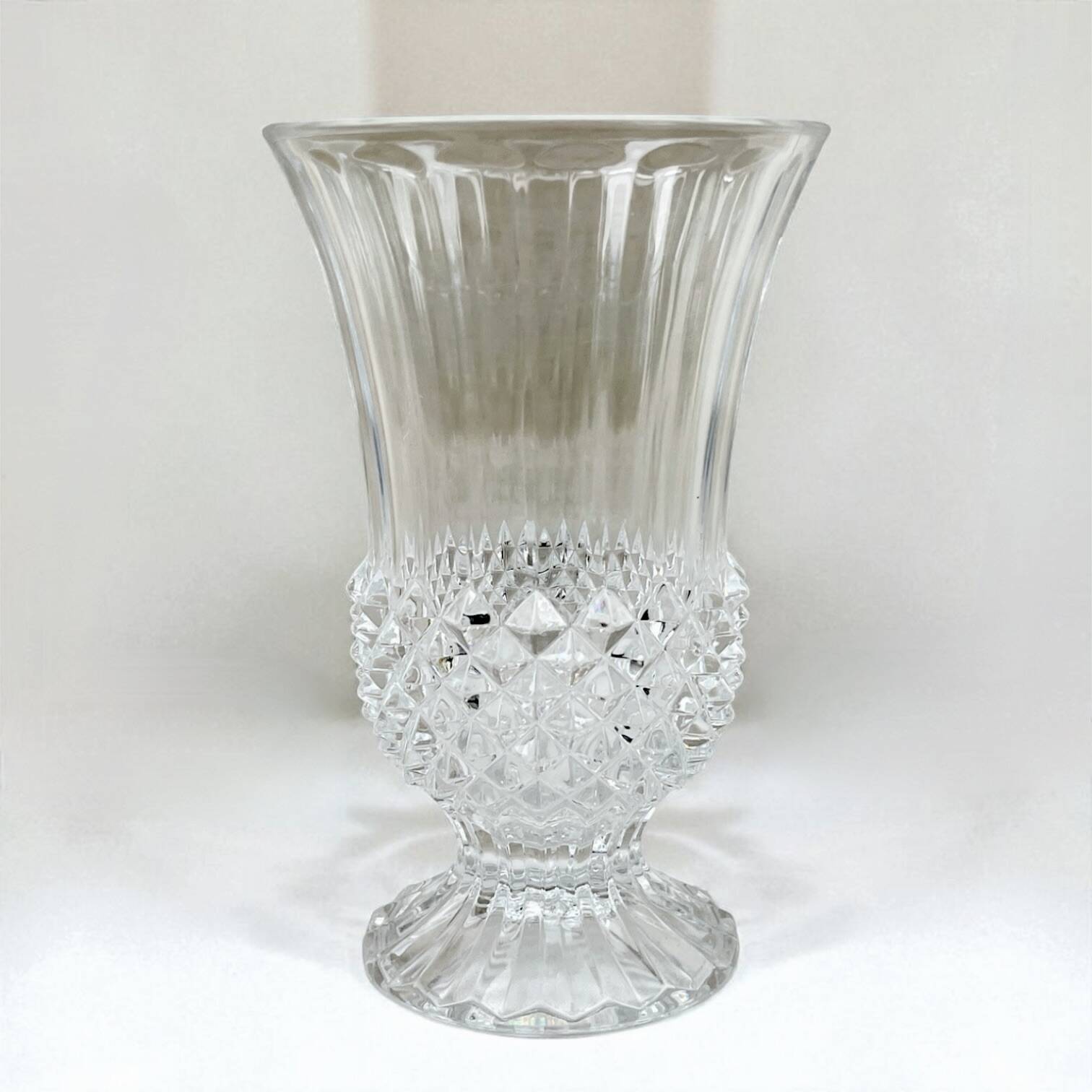 Arques crystal vase with diamond point pattern 60s 70s crystal vase