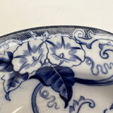 Round dish Creil Montereau white and blue bindweed