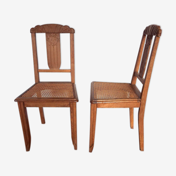 2 chaises art déco cannées