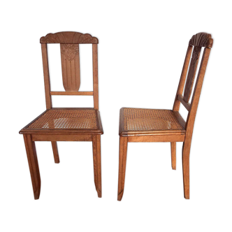 2 chaises art déco cannées