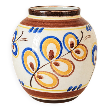 Vase Kupittaan Savi peint à la main, Finlande, céramique scandinave vintage