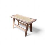 Bohemian Bench in solid wood and cane