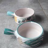 Pair of large Vallauris ceramic skillets