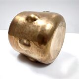 Vintage cylinder embossed brass storage box, italy