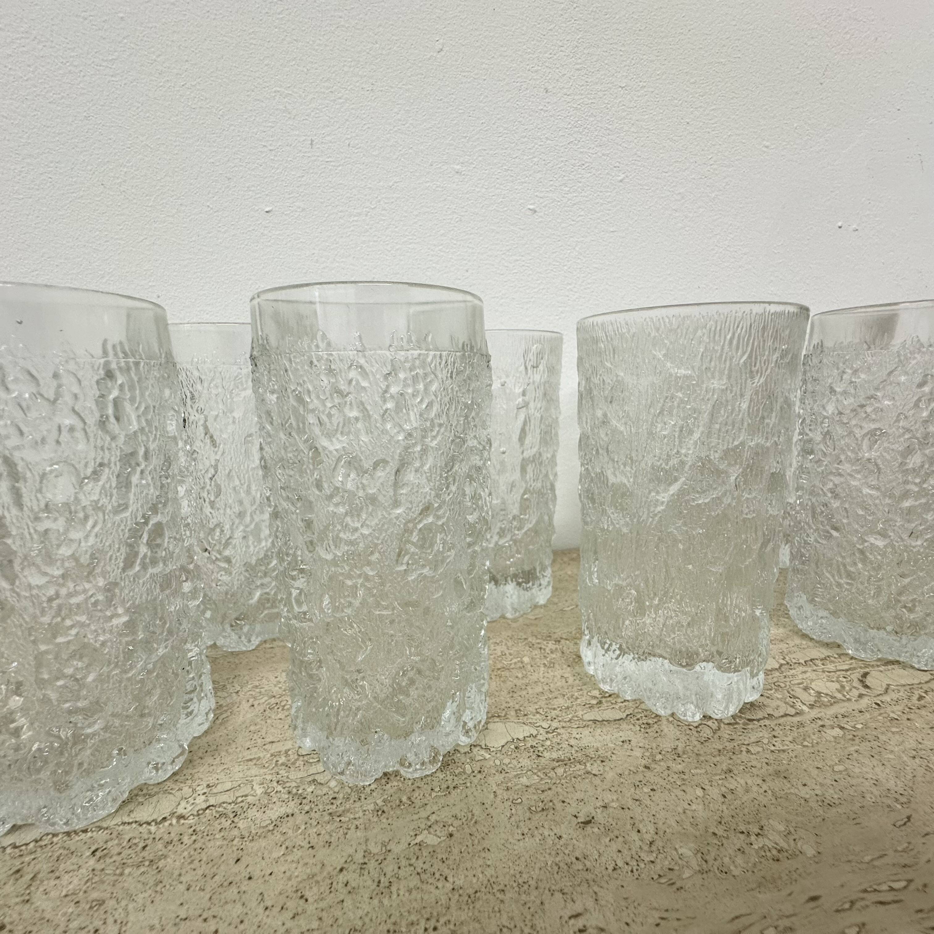 Set of 9 bark glass drink glasses by Goebel charlottenhutte, 1970s, Germany