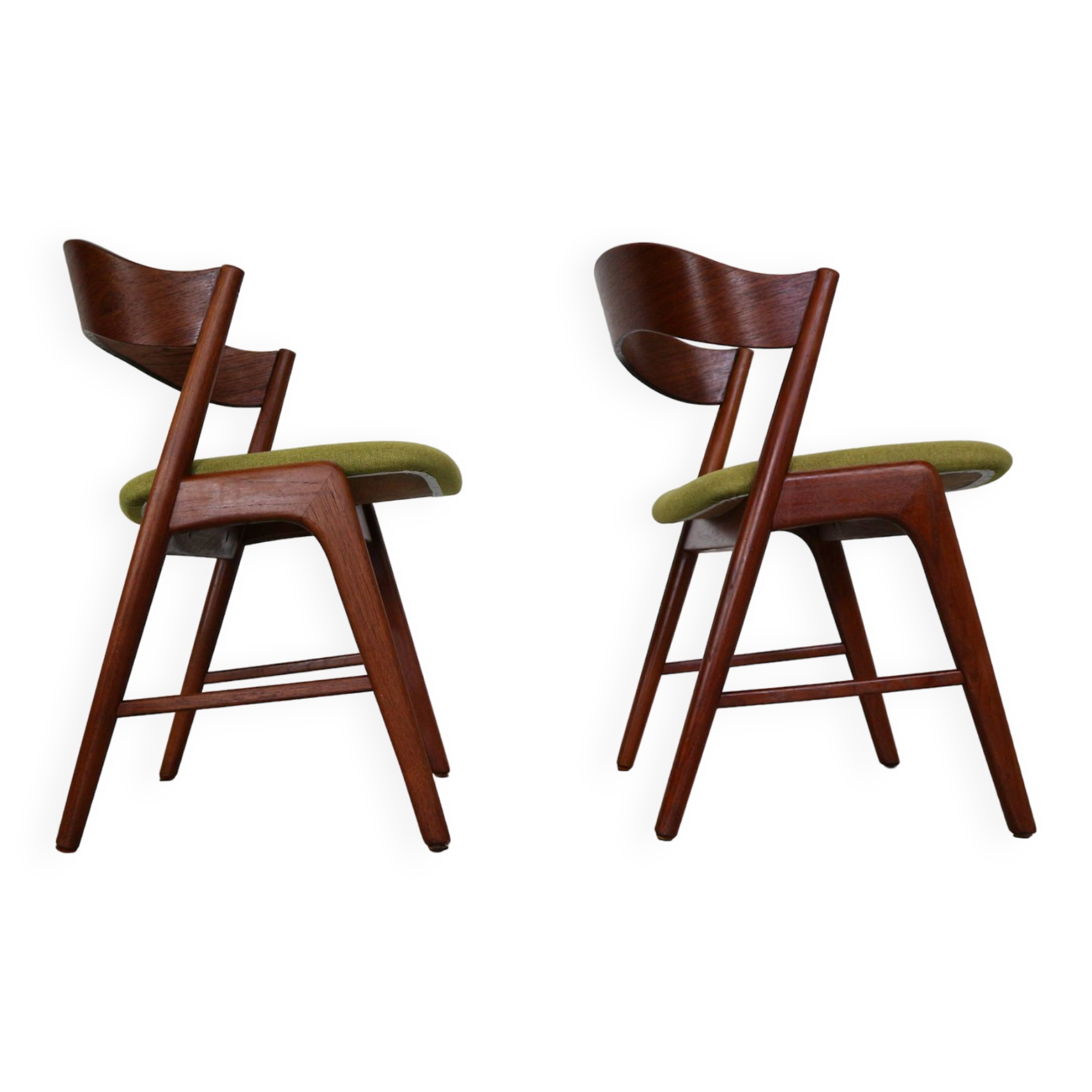 Mid- Century Set Of Two Organic Shape Teak Dinning Room Chairs, 1960 Denmark