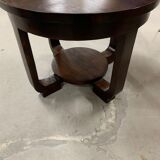 Table basse ronde en guéridon et acajou