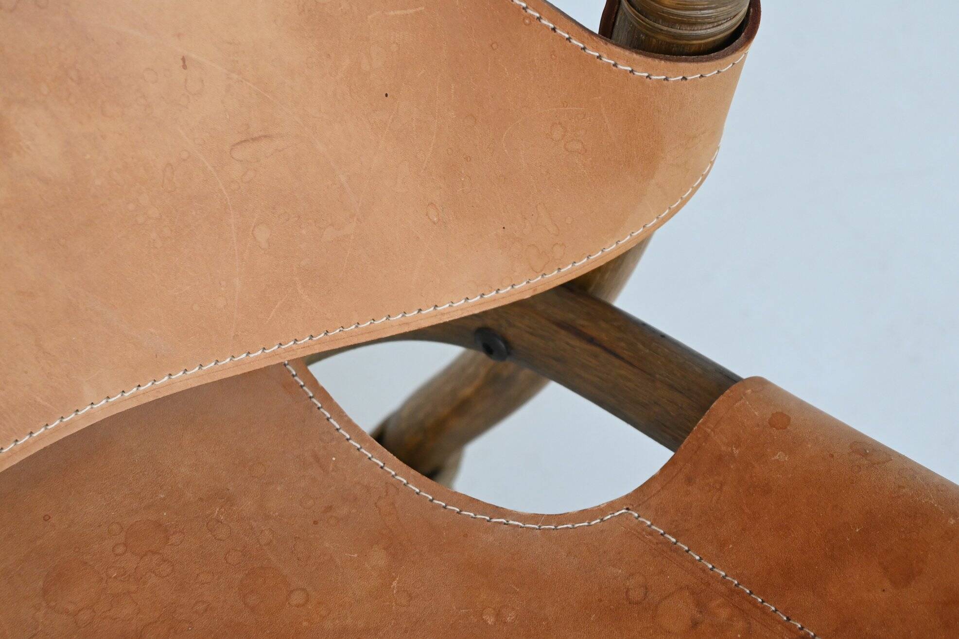 Espri safari chair in cognac leather and bamboo IKEA Sweden 1970