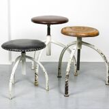 Vintage Industrial Adjustable Swivel Stools, Set of 3