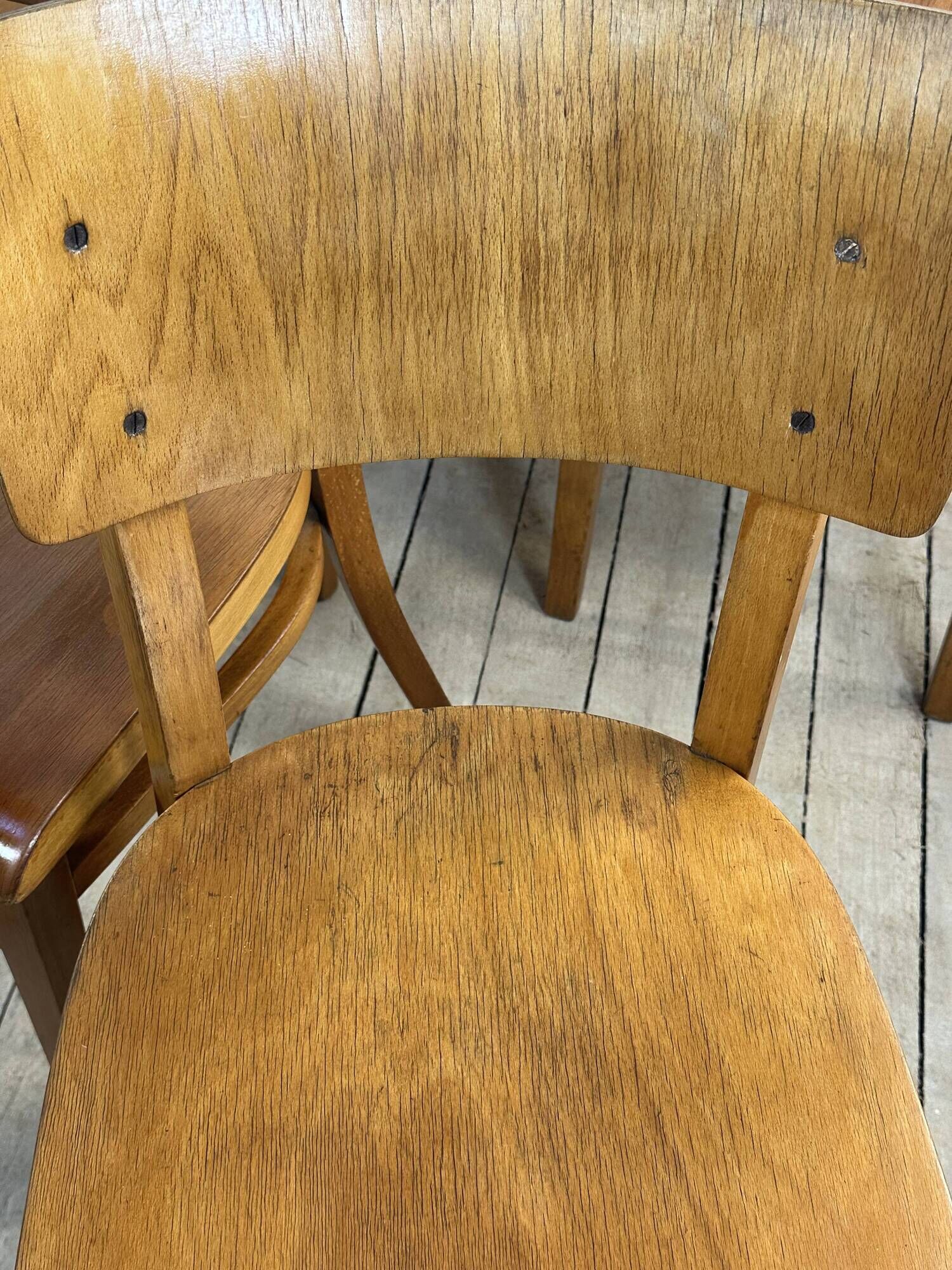Lot de 6 chaises Bistrot Thonet vintage en bois 1960'S
