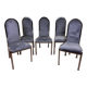 Set of Italian dining chairs from 1970, chrome and covered in blue velvet
