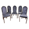 Set of Italian dining chairs from 1970, chrome and covered in blue velvet