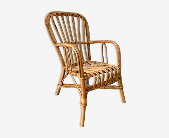 Fauteuil enfant rotin vintage