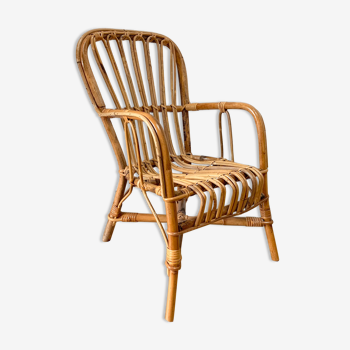 Vintage rattan children's armchair