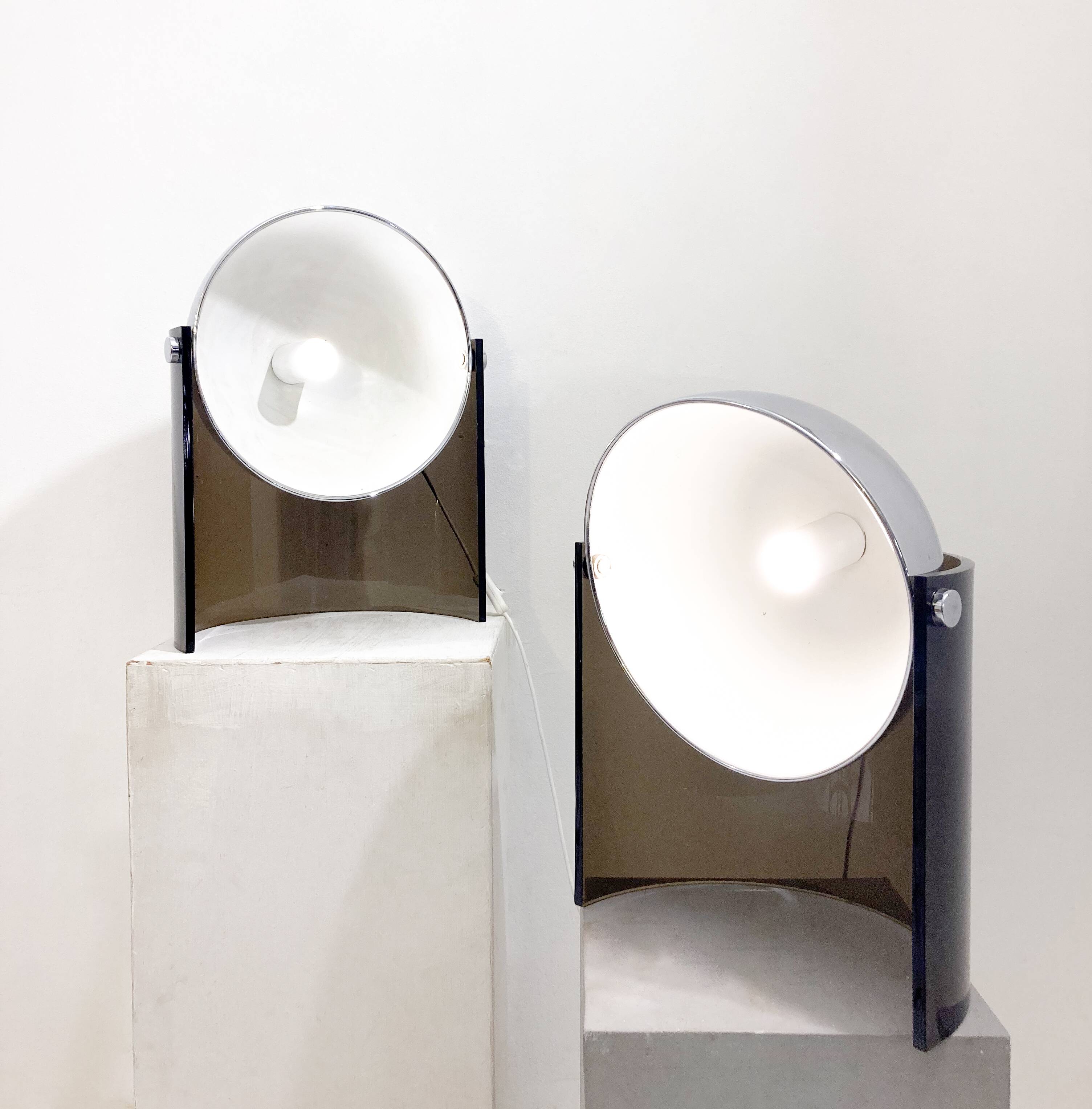 Mid-Century Modern Pair of Chrome and Plexiglass, 1970s