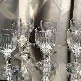 Set of 7 liqueur or drop glasses in chiseled glass table art