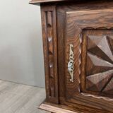 Pair of carved wooden bedside tables, early 20th century