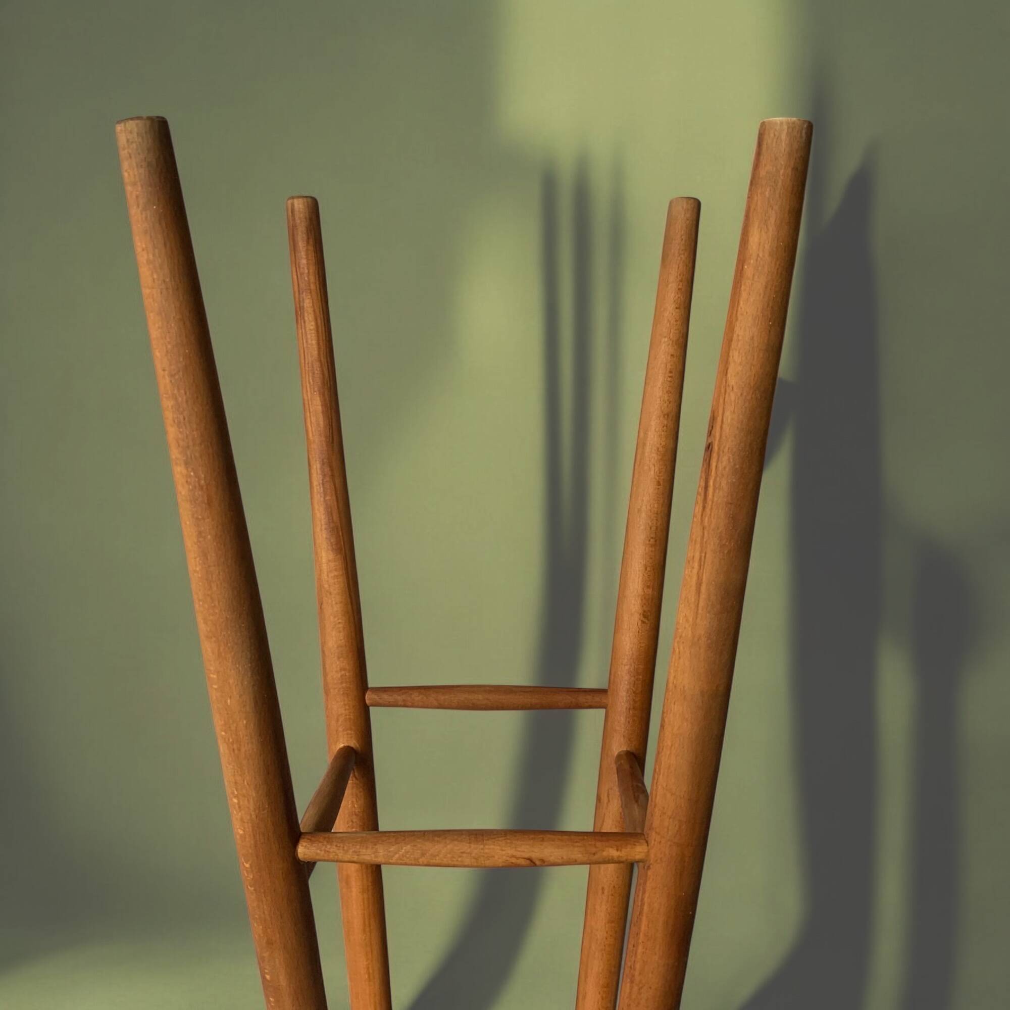 Old solid wood stool - height: 71 cm