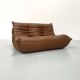 Canapé Togo en cuir marron moyen attribué à Michel Ducaroy pour Ligne Roset.