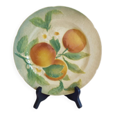 Assiette en majolique d'oranges par Keller & Guerin Saint Clément, France, années 1900.