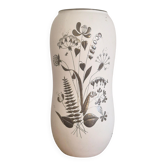 Stoneware vase decorated with silver flowers, Grazia model, modern Swedish.