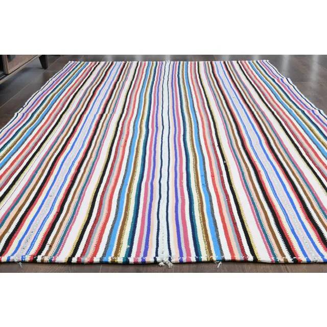 Tapis de couloir vintage turc Oushak fait main en laine et coton, années 1970