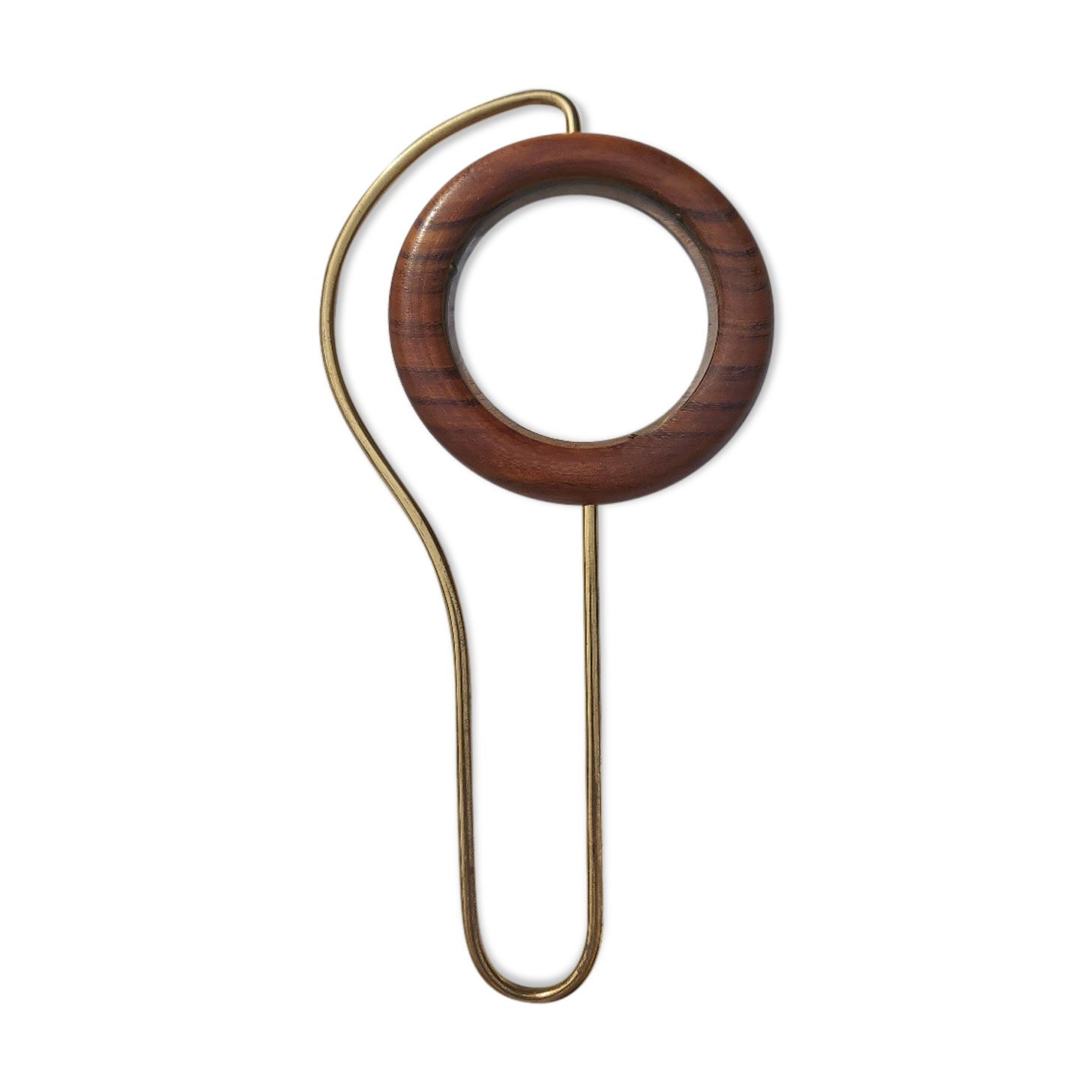 Scandinavian design magnifier wood and brass