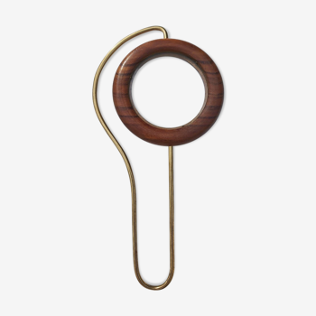 Scandinavian design magnifier wood and brass