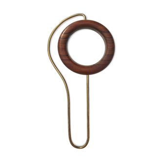 Scandinavian design magnifier wood and brass