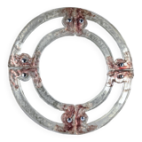 Venetian round mirror in pink and purple murano glass 1960s