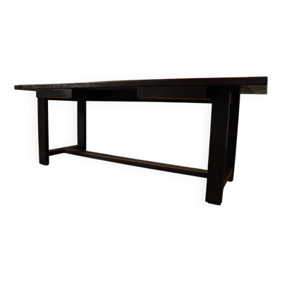 Table à manger en chêne teinté foncé de Jean Batenburg pour MI, Belgique, vers 1969.