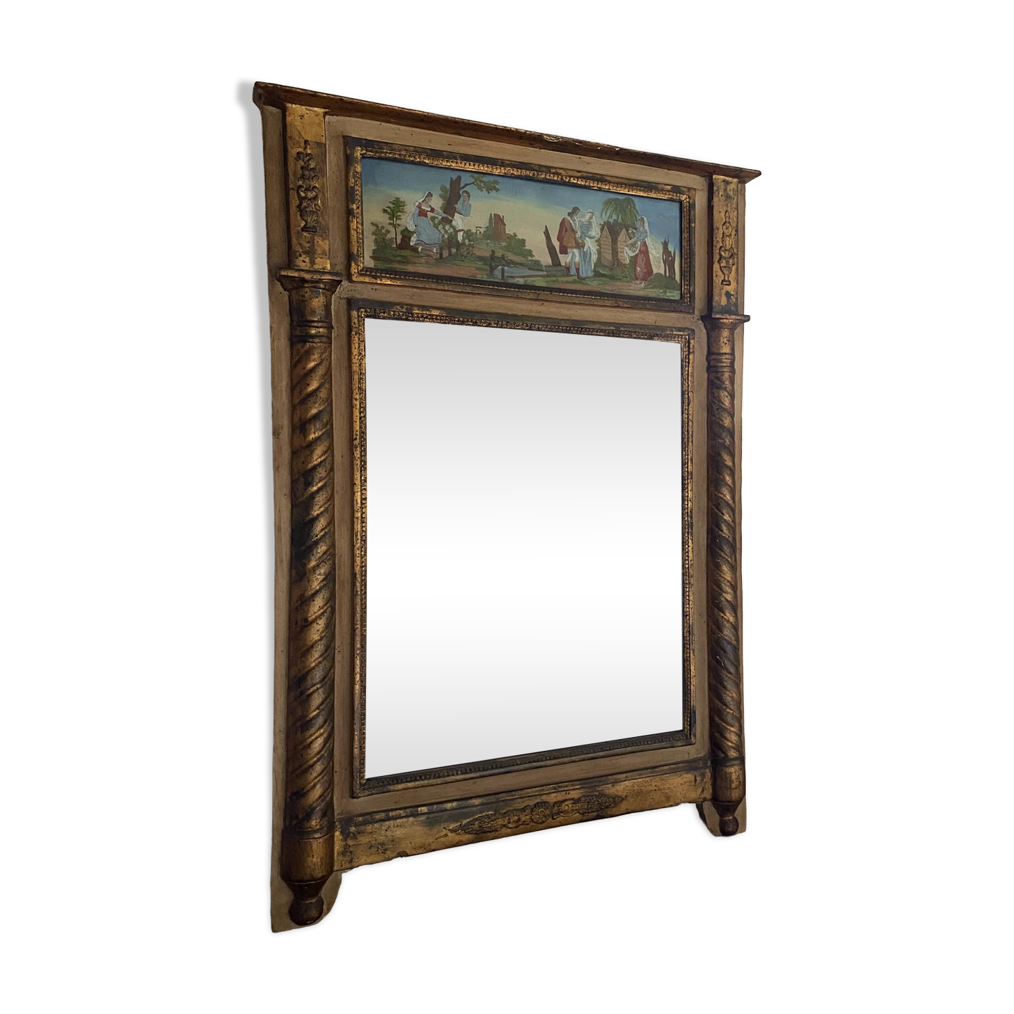 Miroir trumeau époque Restauration - Décor fixé sous verre