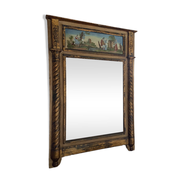 Miroir trumeau époque Restauration - Décor fixé sous verre