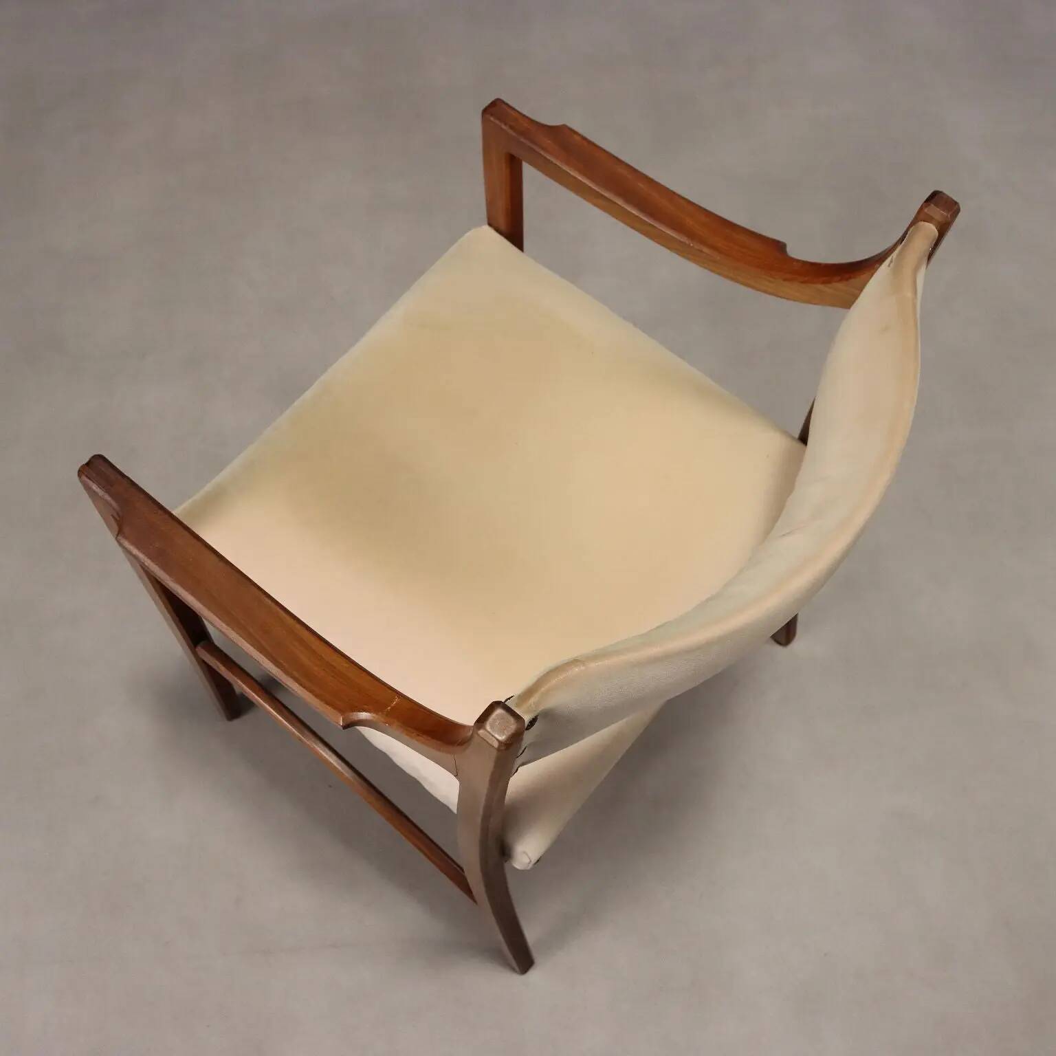 Fauteuil vintage en hêtre courbé, tissu et mousse, design, Italie, années 1960