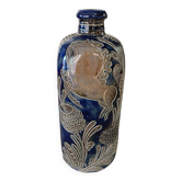 Bouteille soliflore en grès au sel West Germany – Bleu cobalt vintage