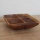 Vintage exotic wood aperitif platter – 4-compartment monkey pod style dish