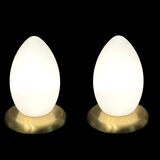 Murano Glass Egg Shaped Table Lamps, 1980s, Set of 2