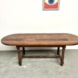 Grande table ancienne ovale en chêne massif – Circa 1900