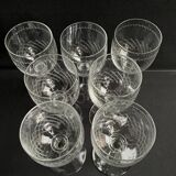 7 wine glasses – Blown, cut and guilloché glass