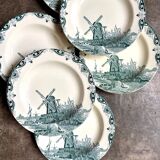 6 assiettes creuses Salins en terre de fer, service "Delft"