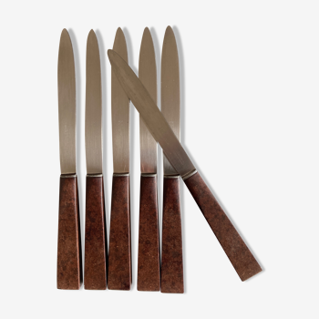 Set de 6 couteaux de brasserie en Bakélite Châtellerault