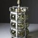 Vintage brutalist lamp with double lighting, blown glass in a cage, 20th-century design.