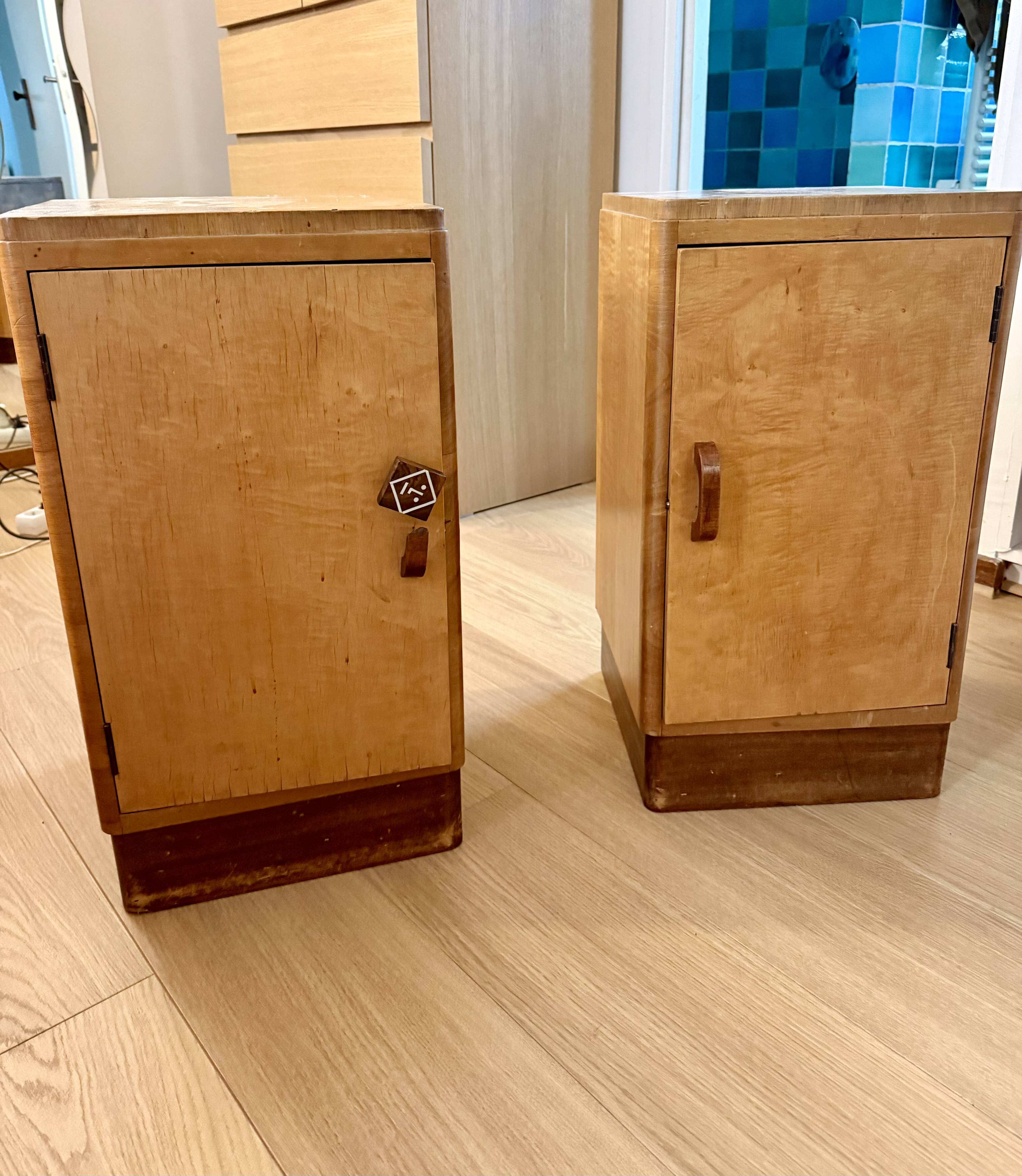 Set of two bedside tables from the 1940s.