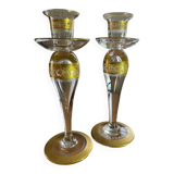 Set of two Saint Louis Thistle crystal candle holders