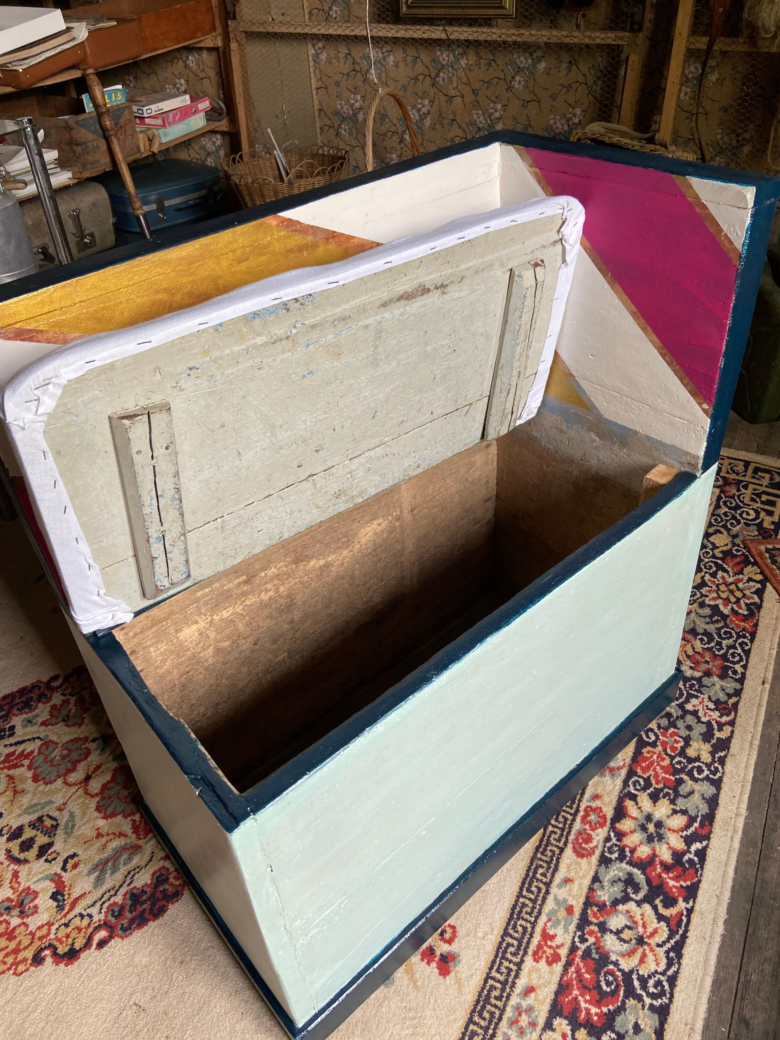 Corner bench rustic wooden chest