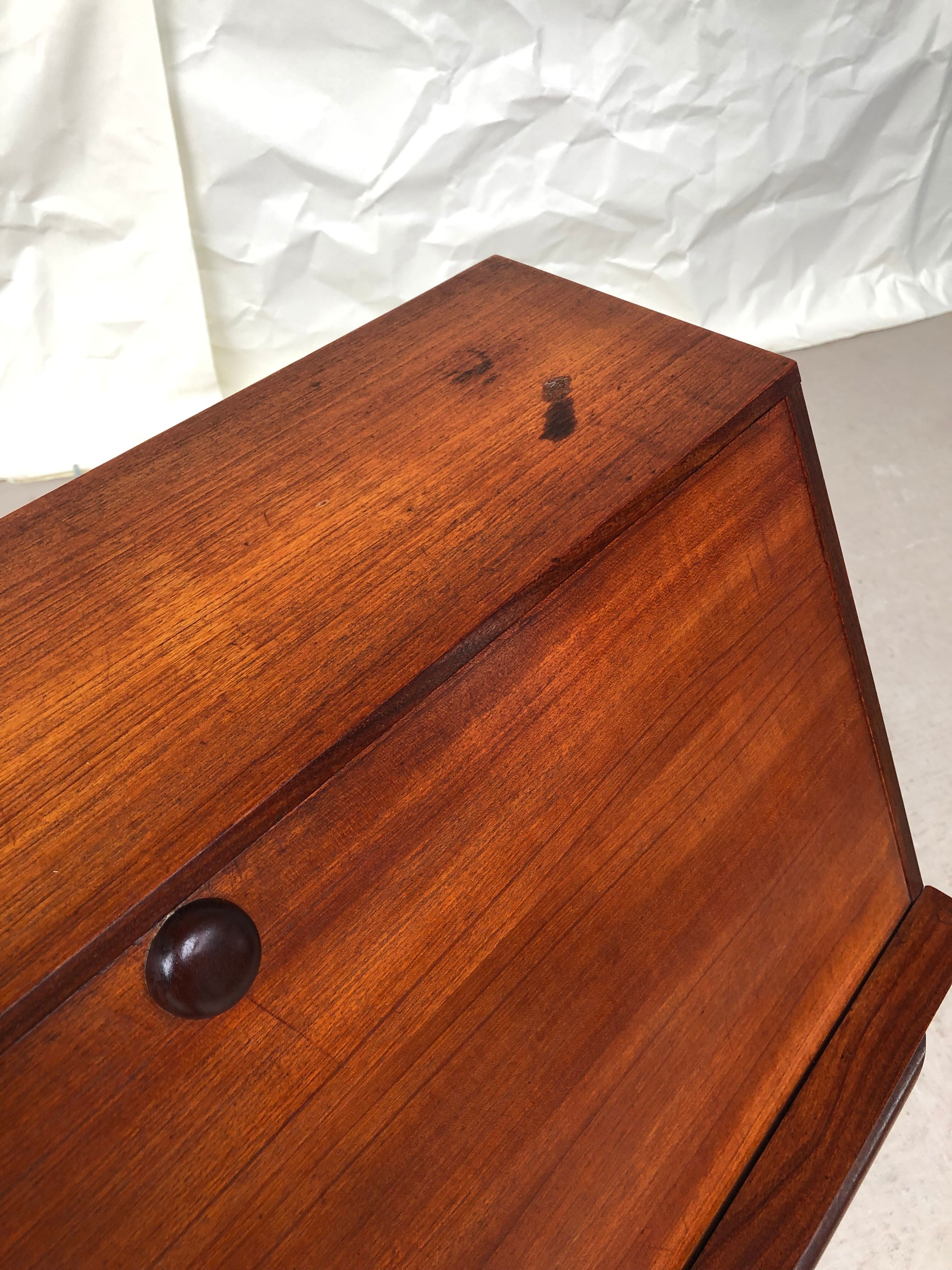 Vtg Mid Century Teak Bureau Chest Drawers Sideboard Desk Scandinavian Danish